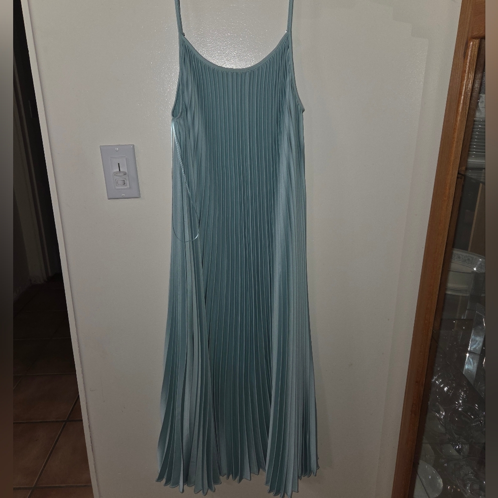 Sam Edelman Womens Hammered Satin Plisse Dress Size XL